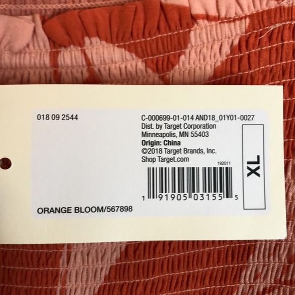 NWT A New Day orange/coral floral shoulder tie dress. Size XL. Elastic chest. - Picture 4 of 8